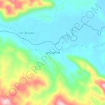 Mapa topográfico Cerro Caliente, altitud, relieve