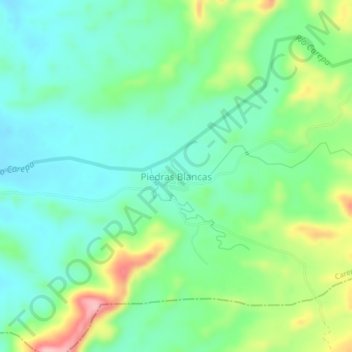 Mapa topográfico Piedras Blancas, altitud, relieve