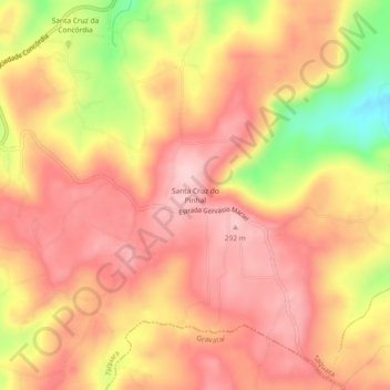 Mapa topográfico Santa Cruz do Pinhal, altitud, relieve