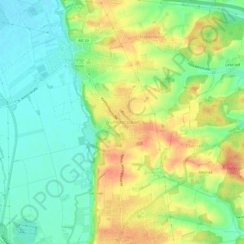 Mapa topográfico Wulfertshausen, altitud, relieve