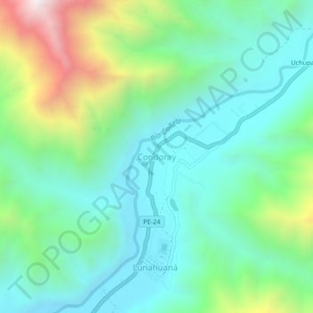 Mapa topográfico Condoray, altitud, relieve