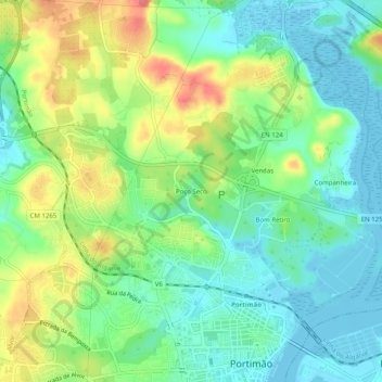 Mapa topográfico Poço Seco, altitud, relieve