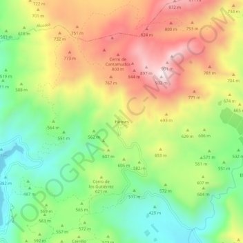 Mapa topográfico Hirmes, altitud, relieve