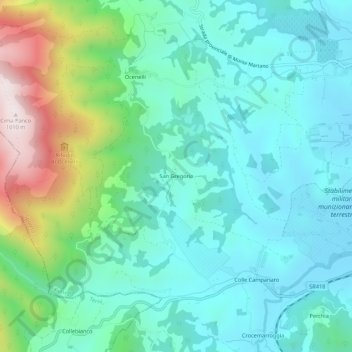 Mapa topográfico San Gregorio, altitud, relieve