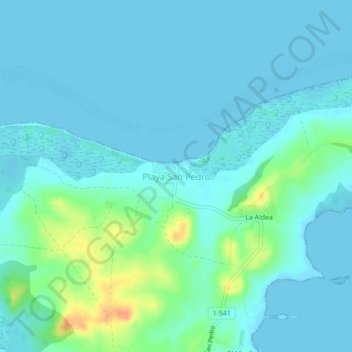 Mapa topográfico Playa San Pedro, altitud, relieve