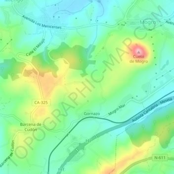 Mapa topográfico Relleno, altitud, relieve