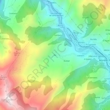 Mapa topográfico Boo, altitud, relieve