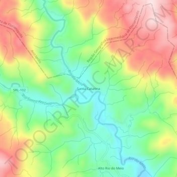 Mapa topográfico Santa Catarina, altitud, relieve