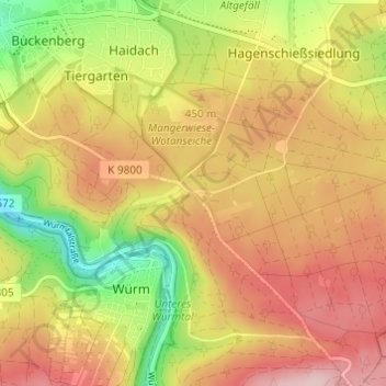 Mapa topográfico Seehaus, altitud, relieve