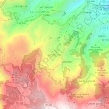 Mapa topográfico Cueva Grande, altitud, relieve