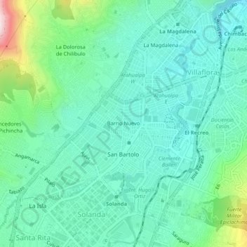Mapa topográfico Barrio Nuevo, altitud, relieve