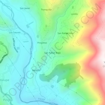 Mapa topográfico San Rafael Bajo, altitud, relieve