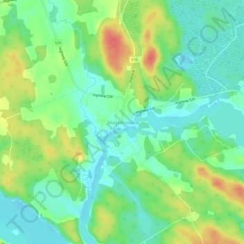 Mapa topográfico Magnetawan, altitud, relieve