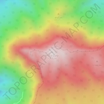 Mapa topográfico Musa Dağı, altitud, relieve