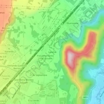 Mapa topográfico Lezama, altitud, relieve