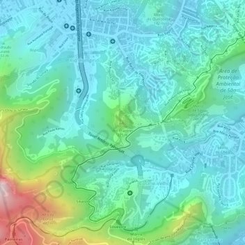 Mapa topográfico Morro dos Prazeres, altitud, relieve