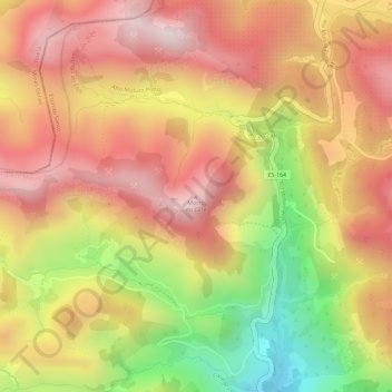 Mapa topográfico Morro do Café, altitud, relieve
