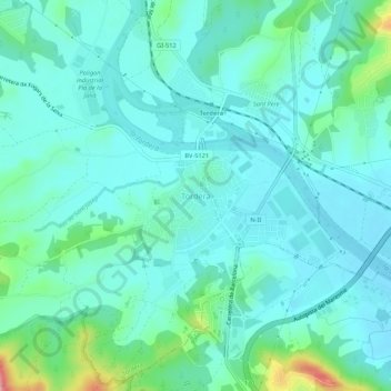 Mapa topográfico Tordera, altitud, relieve