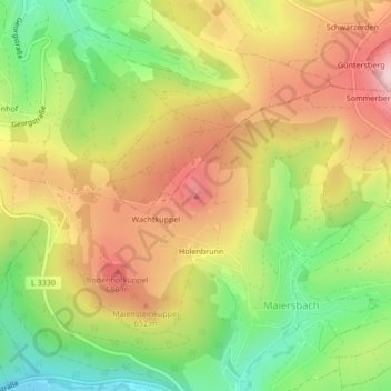 Mapa topográfico Wachtküppel, altitud, relieve