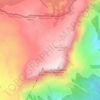 Mapa topográfico Riesending-Schachthöhle, altitud, relieve