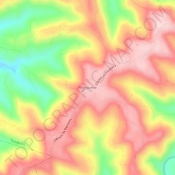 Mapa topográfico Pitangueira, altitud, relieve