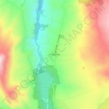Mapa topográfico El Destino, altitud, relieve