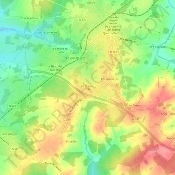 Mapa topográfico Le Château Plat, altitud, relieve