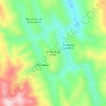 Mapa topográfico Monte de los Olivos, altitud, relieve
