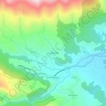 Mapa topográfico Hoz de Abiada, altitud, relieve