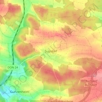 Mapa topográfico Sulzdorf, altitud, relieve