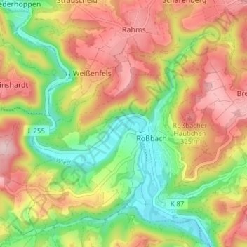 Mapa topográfico Niederbuchenau, altitud, relieve