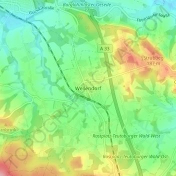 Mapa topográfico Wellendorf, altitud, relieve