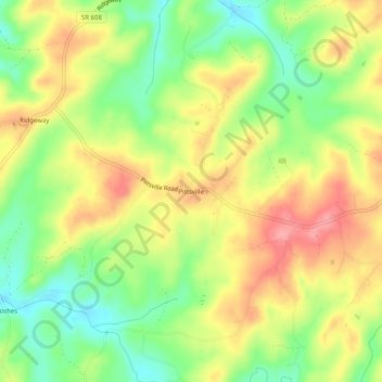 Mapa topográfico Pittsville, altitud, relieve
