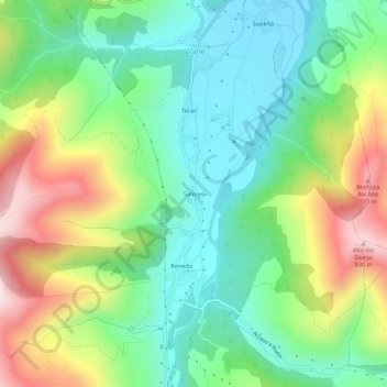 Mapa topográfico Selores, altitud, relieve
