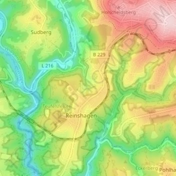Mapa topográfico Bornstal, altitud, relieve