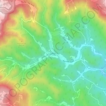Mapa topográfico Triplett, altitud, relieve