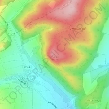 Mapa topográfico Hatop, altitud, relieve