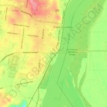 Mapa topográfico Decatur, altitud, relieve