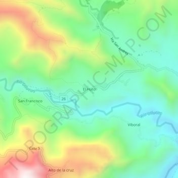 Mapa topográfico El Hato, altitud, relieve
