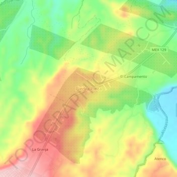 Mapa topográfico Piedra Pinta, altitud, relieve