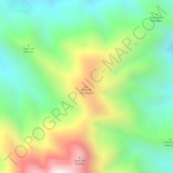 Mapa topográfico Altos de San Miguel, altitud, relieve