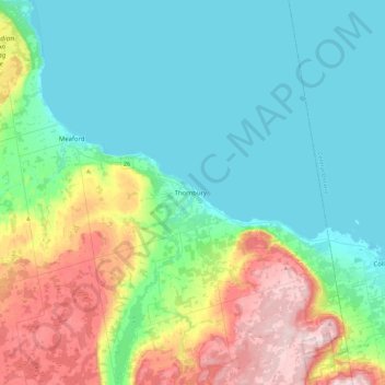 Mapa topográfico The Blue Mountains, altitud, relieve