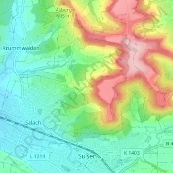 Mapa topográfico Kapfhof, altitud, relieve