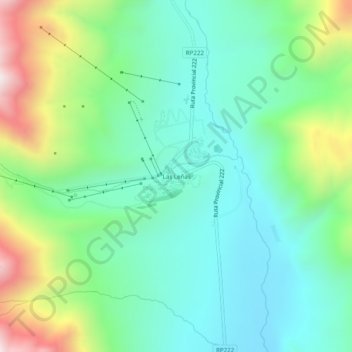 Mapa topográfico Las Leñas, altitud, relieve