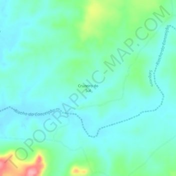 Mapa topográfico Cruzeiro do Sul, altitud, relieve
