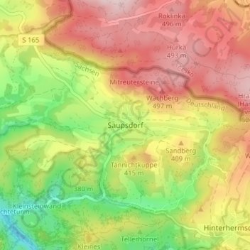 Mapa topográfico Saupsdorf, altitud, relieve