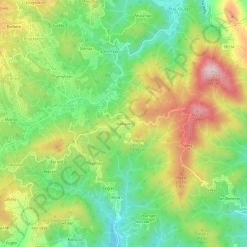 Mapa topográfico Baltigati, altitud, relieve