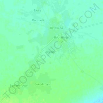 Mapa topográfico Begada 1, altitud, relieve