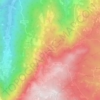 Mapa topográfico Frutuoso, altitud, relieve