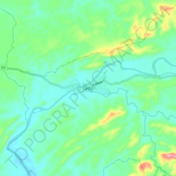 Mapa topográfico Tadó, altitud, relieve